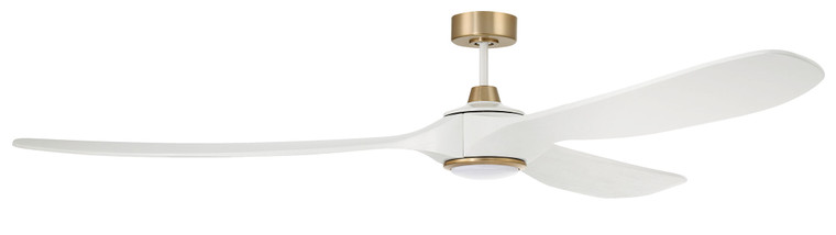 Craftmade Envy 84" Ceiling Fan with Blades Included in White/Satin Brass EVY84WSB3