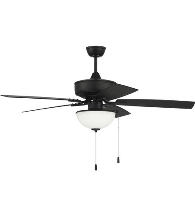 Craftmade 52" Outdoor Pro Plus Fan with White Bowl Light Kit and Blades in Flat Black in Flat Black OP211FB5