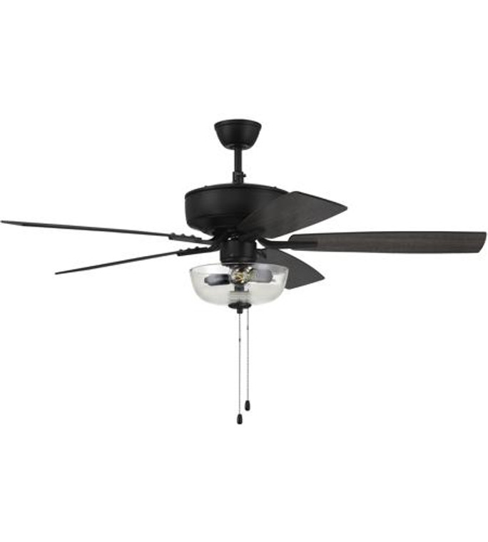 Craftmade 52" Pro Plus Fan with Clear Bowl Light Kit and Blades in Flat Black in Flat Black P101FB5-52FBGW