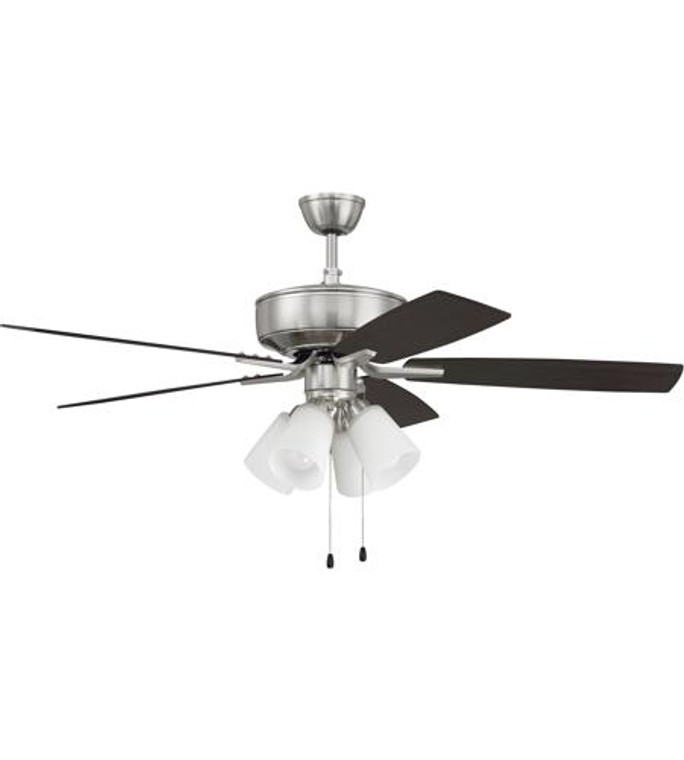 Craftmade 52" Pro Plus Fan with 4 Light Kit with White Glass and and Blades in Brushed Polished Nickel in Brushed Polished Nickel P114BNK5-52DWGWN