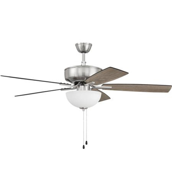 Craftmade 52" Pro Plus Fan with White Bowl Light Kit and Blades in Brushed Polished Nickel in Brushed Polished Nickel P211BNK5-52DWGWN