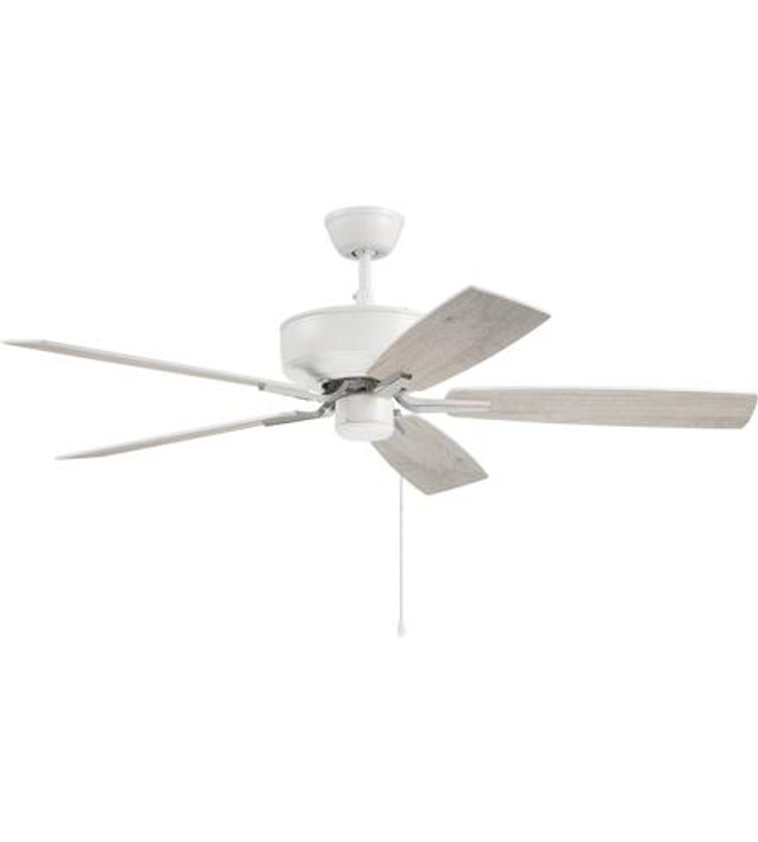 Craftmade 52" Pro Plus Ceiling Fan with White/Washed Oak blades and Bowl Light Kits, Universal Light Kits, or Customize Your Own in White/Polished Nickel finish in White / Polished Nickel P52WPLN5-52WWOK