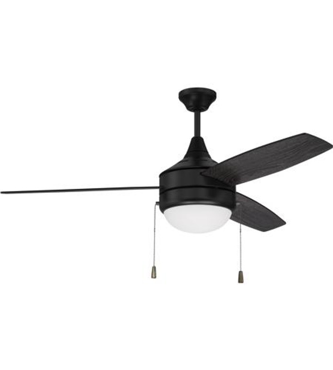 Craftmade 52" Ceiling Fan with Blades and Light Kit in Flat Black PHA52FB3