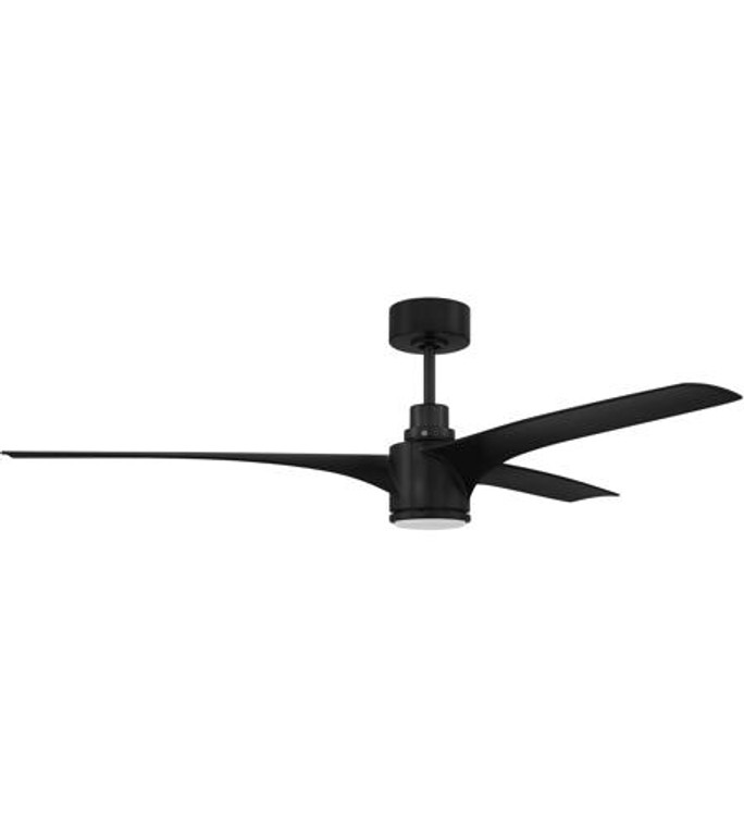 Craftmade 60" Phoebe, Flat Black Finish, Flat Black Blades Inlcuded, Light kit Included (Optional) in Flat Black PHB60FB3