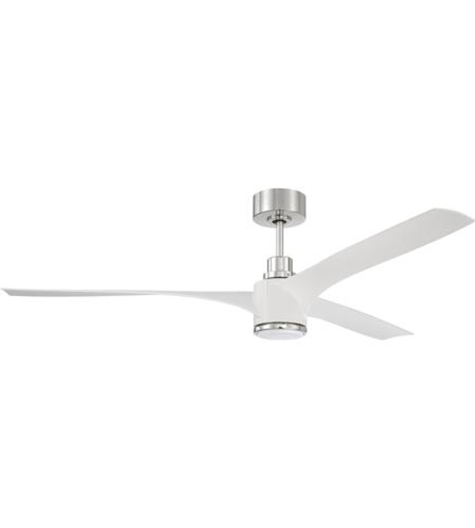 Craftmade 60" Ceiling fan with Blades and Light Kit (Optional) in White / Polished Nickel PHB60WPLN3