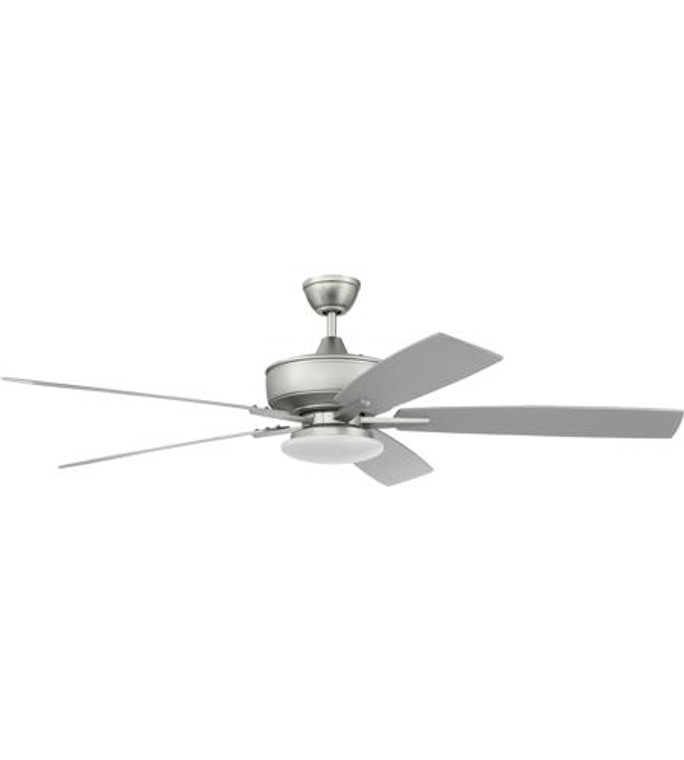 Craftmade 60" Super Pro Fan with Low Profile Light Kit and Blades in Brushed Satin Nickel in Brushed Satin Nickel S112BN5-60BNGW