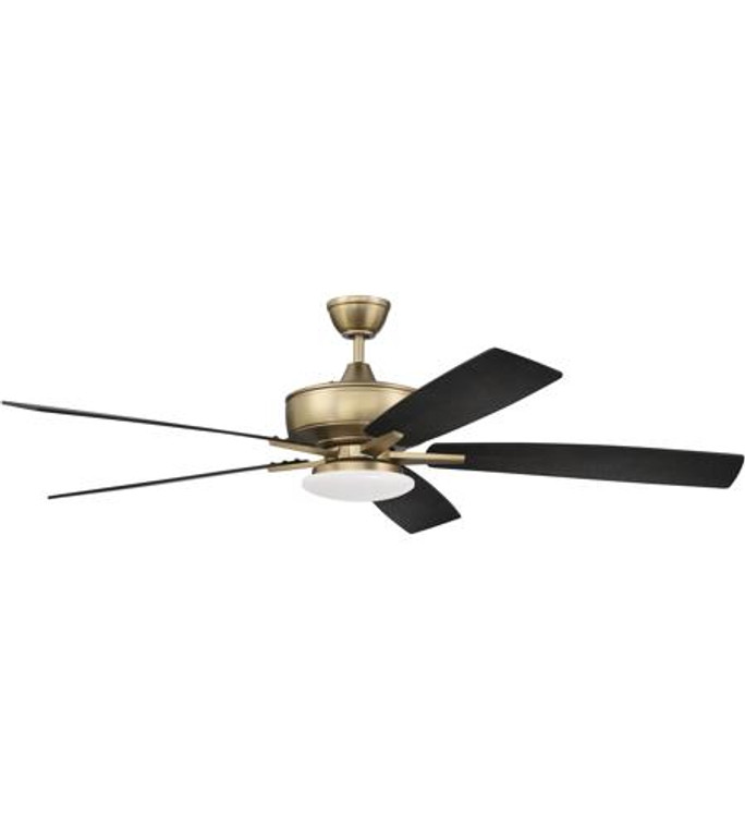 Craftmade 60" Super Pro Fan with Low Profile Light Kit and Blades in Satin Brass in Satin Brass S112SB5-60BWNFB