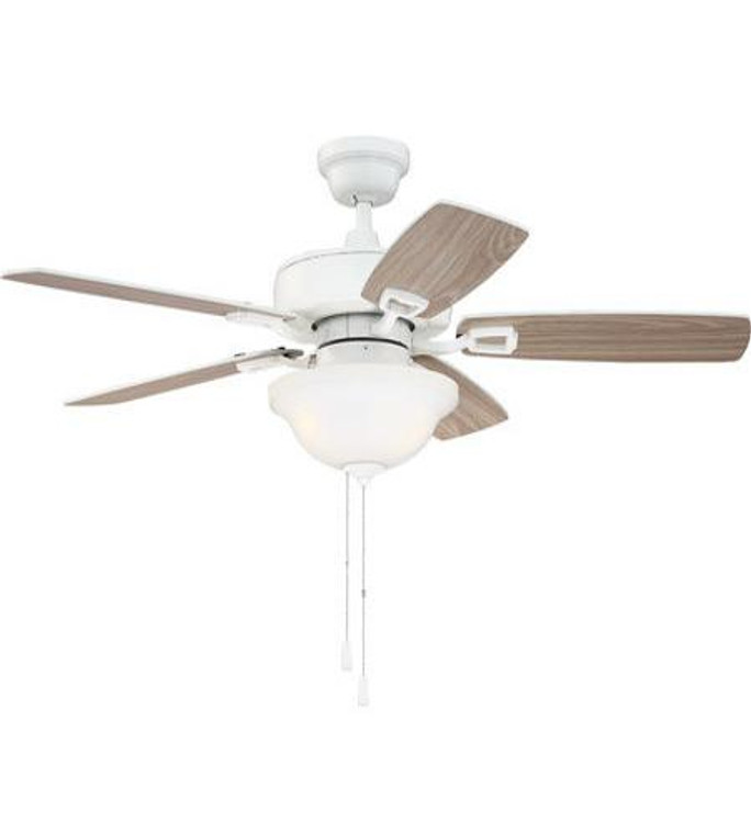 Craftmade 42" Ceiling Fan with Blades and Light Kit in White TCE42W5C1