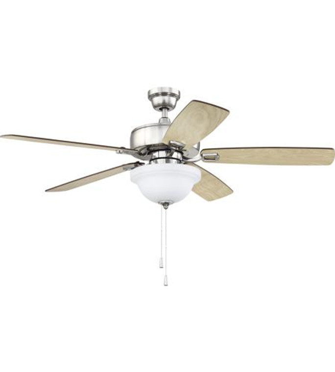 Craftmade 52" Ceiling Fan with Blades and Light Kit in Brushed Polished Nickel TCE52BNK5C1