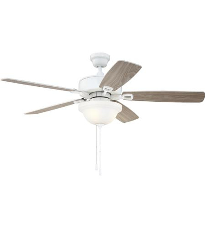 Craftmade 52" Ceiling Fan with Blades and Light Kit in White TCE52W5C1