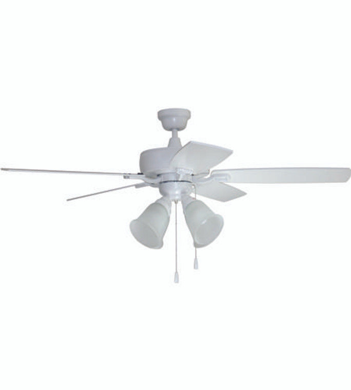Craftmade 52" Ceiling Fan with Blades and Light Kit in White TCE52W5C4