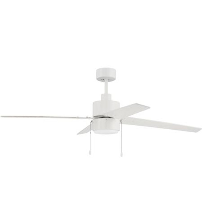 Craftmade 52" Ceiling Fan with Blades, Light Kit and Wall Control in White TEA52W4