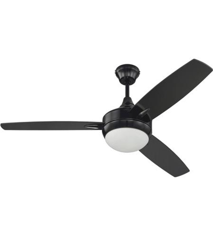 Craftmade 52" Ceiling Fan with Blades and Light Kit in Gloss Black TG52GBK3
