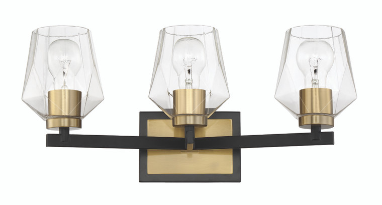 Craftmade Avante Grand 3 Light Vanity in Flat Black/Satin Brass 56903-FBSB