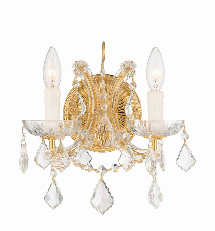 Crystorama Maria Theresa 2 Light Hand Cut Crystal Gold Wall Mount 4472-GD-CL-MWP