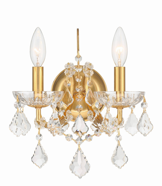 Crystorama Filmore 2 Light Hand Cut Crystal Antique Gold Wall Mount 4452-GA-CL-MWP