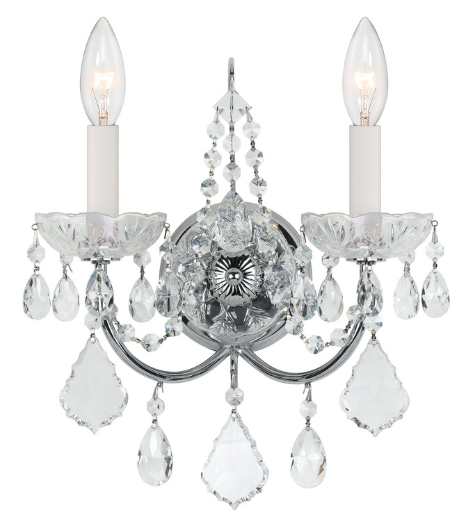 Crystorama Imperial 2 Light Hand Cut Crystal Polished Chrome Wall Mount 3222-CH-CL-MWP