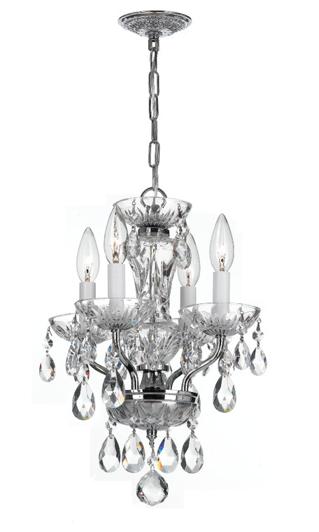 Crystorama Traditional Crystal 4 Light Hand Cut Crystal Polished Chrome Mini Chandelier 5534-CH-CL-MWP
