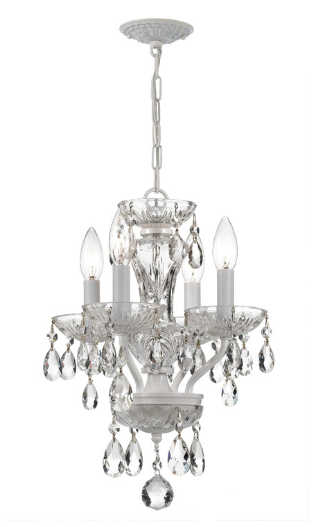 Crystorama Traditional Crystal 4 Light Hand Cut Crystal Wet White Mini Chandelier 5534-WW-CL-MWP