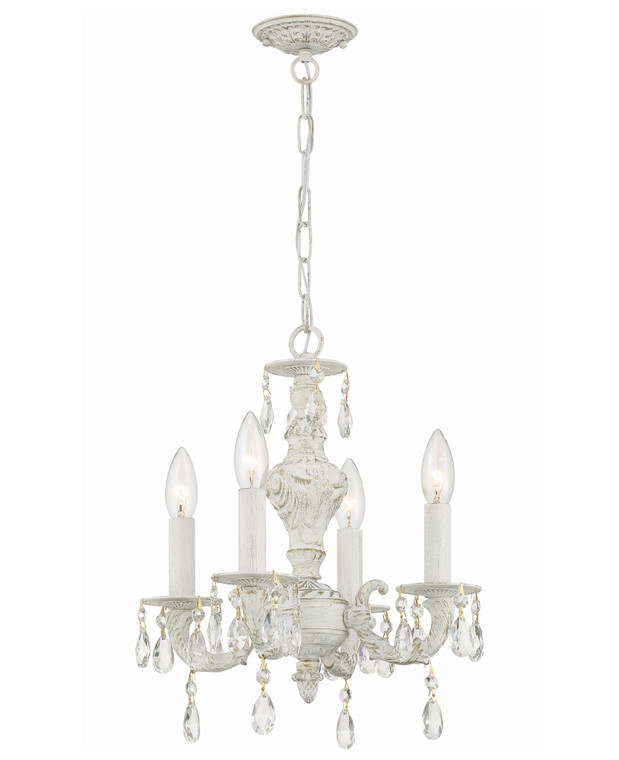 Crystorama Paris Market 4 Light Clear Crystal Antique White Mini Chandelier 5024-AW-CL-MWP