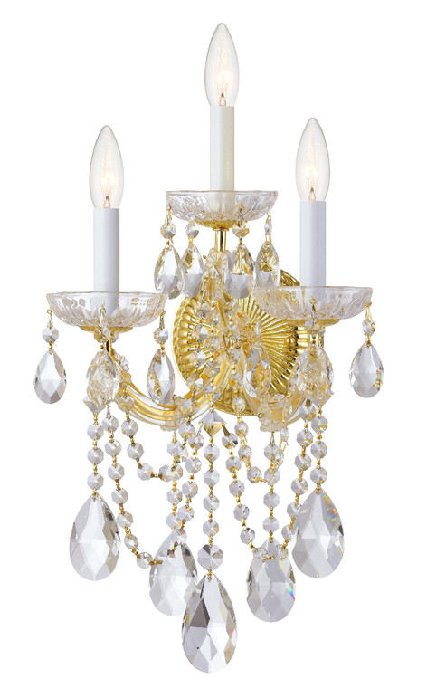 Crystorama Maria Theresa 3 Light Hand Cut Crystal Gold Wall Mount 4423-GD-CL-MWP