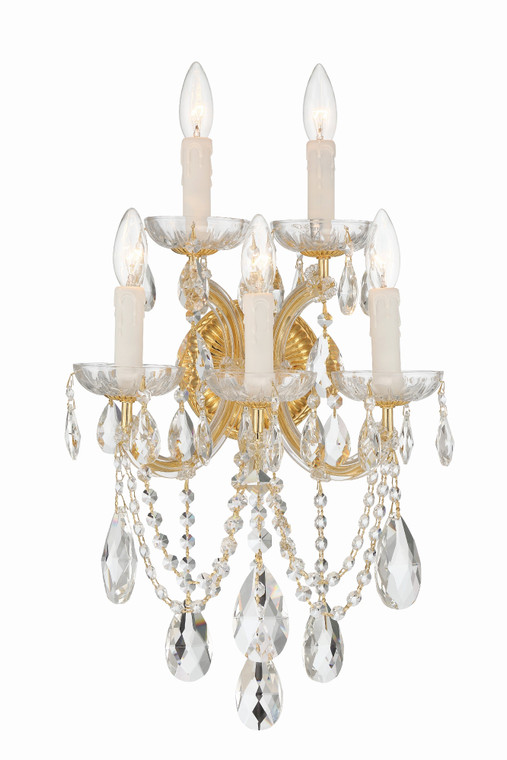 Crystorama Maria Theresa 5 Light Hand Cut Crystal Gold Wall Mount 4425-GD-CL-MWP