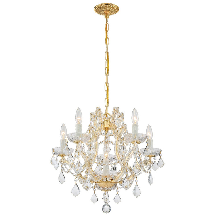 Crystorama Maria Theresa 6 Light Hand Cut Crystal Gold Mini Chandelier 4405-GD-CL-MWP