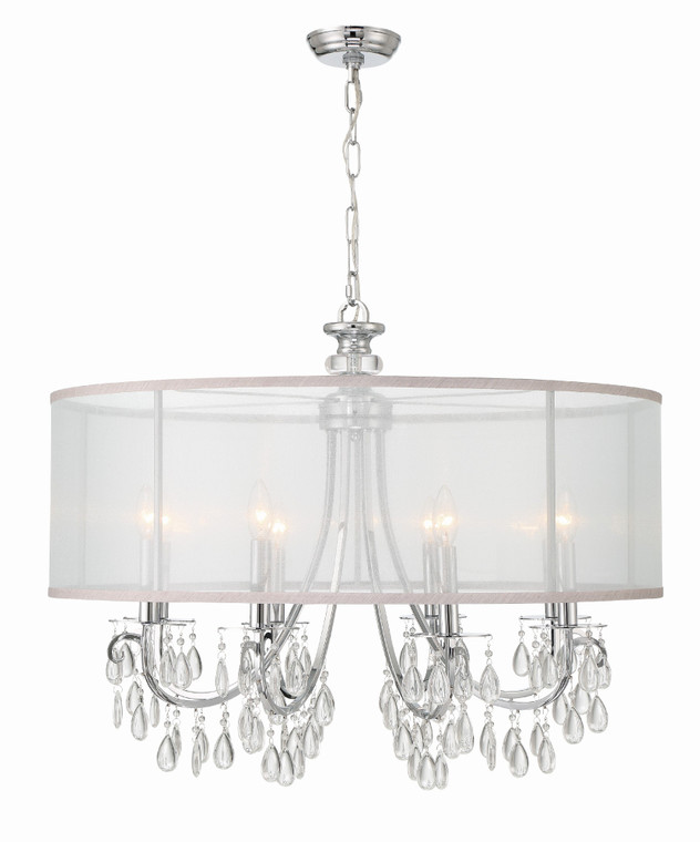 Crystorama Hampton 8 Light Drum Shade Polished Chrome Chandelier 5628-CH