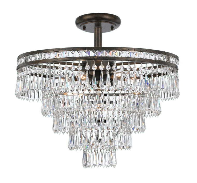 Crystorama Mercer 7 Light Hand Cut Crystal English Bronze Ceiling Mount 5264-EB-CL-MWP_CEILING