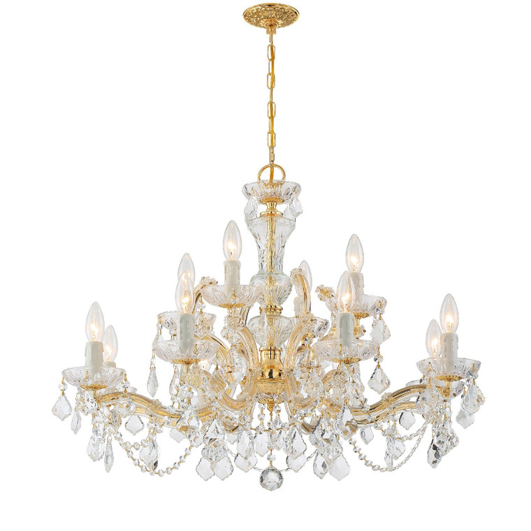 Crystorama Maria Theresa 12 Light Hand Cut Crystal Gold Chandelier 4479-GD-CL-MWP