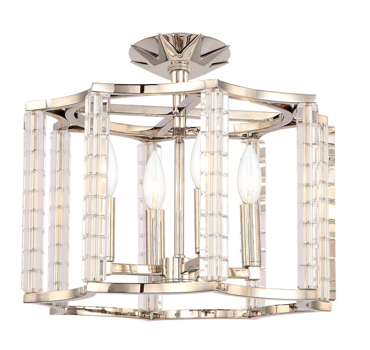 Crystorama Carson 4 Light Polished Nickel Convertible Ceiling Mount 8854-PN_CEILING