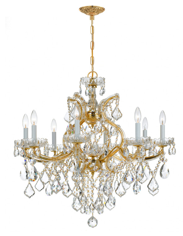 Crystorama Maria Theresa 9 Light Hand Cut Crystal Gold Chandelier 4409-GD-CL-MWP