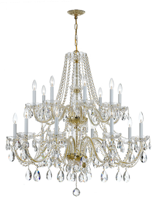 Crystorama Traditional Crystal 16 Light Hand Cut Crystal Polished Brass Chandelier 1139-PB-CL-MWP