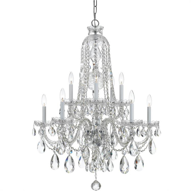 Crystorama Traditional Crystal 10 Light Hand Cut Crystal Polished Chrome Chandelier 1110-CH-CL-MWP