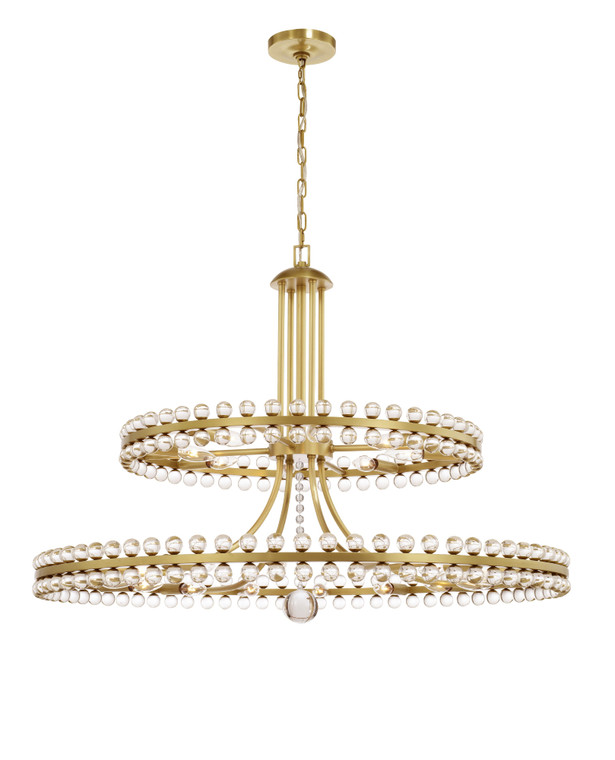 Crystorama Clover 24 Light Aged Brass Two-tier Chandelier CLO-8890-AG