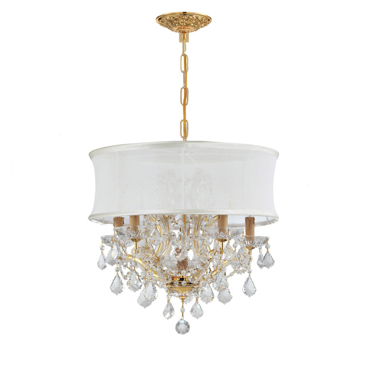 Crystorama Brentwood 6 Light Spectra Crystal Gold Drum Shade Mini Chandelier 4415-GD-SMW-CLQ