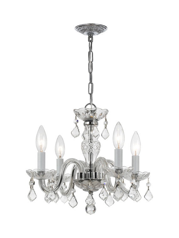 Crystorama Traditional Crystal 4 Light Clear Italian Crystal Polished Chrome Mini Chandelier 1064-CH-CL-I