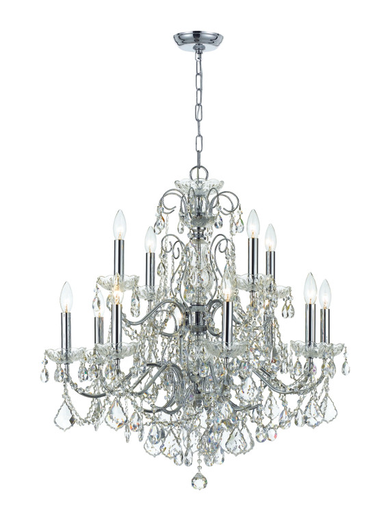 Crystorama Imperial 12 Light Clear Italian Crystal Polished Chrome Chandelier 3228-CH-CL-I