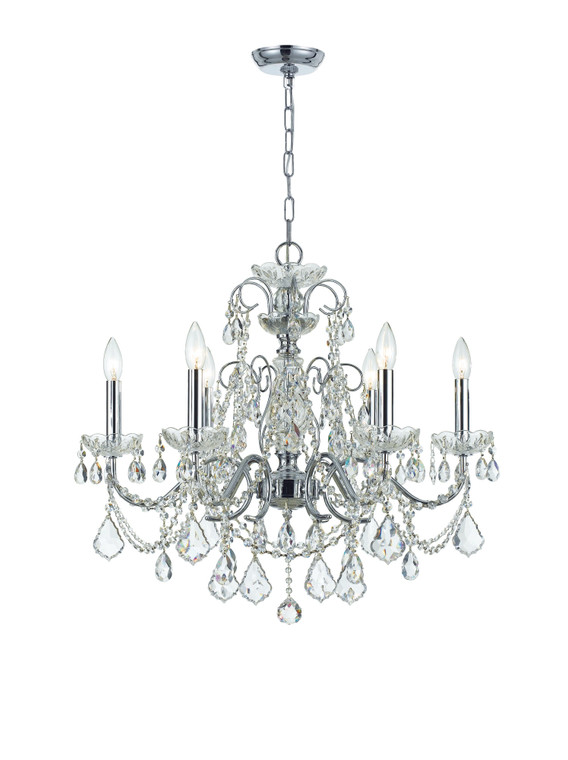 Crystorama Imperial 6 Light Clear Italian Crystal Polished Chrome Chandelier 3226-CH-CL-I