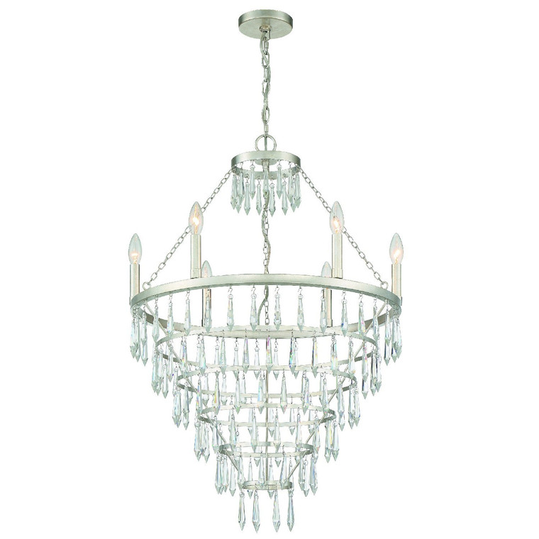 Crystorama Lucille 6 Light Antique Silver Chandelier LUC-A9066-SA