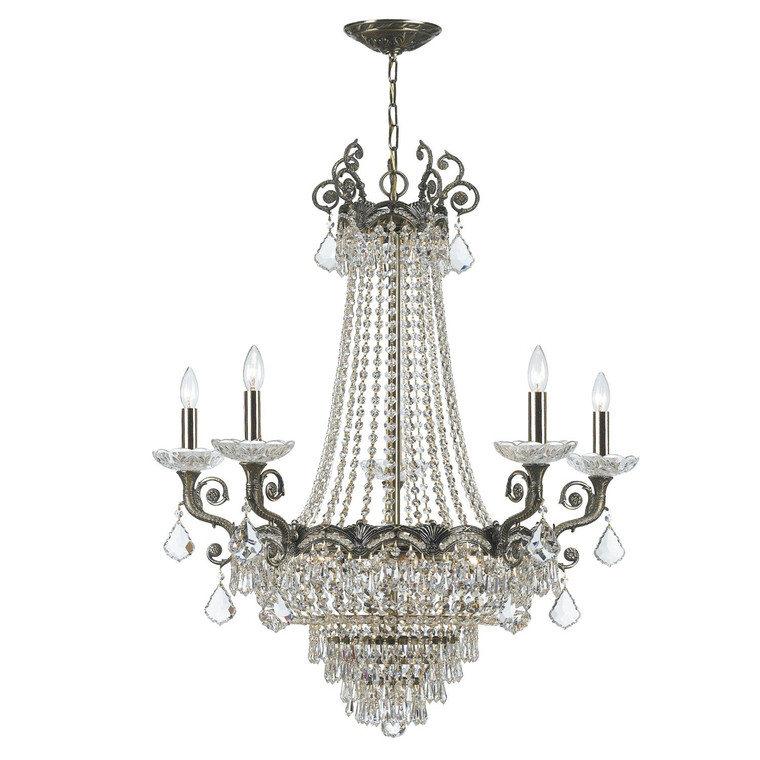 Crystorama Majestic 11 Light Spectra Crystal Historic Brass Chandelier 1486-HB-CL-SAQ