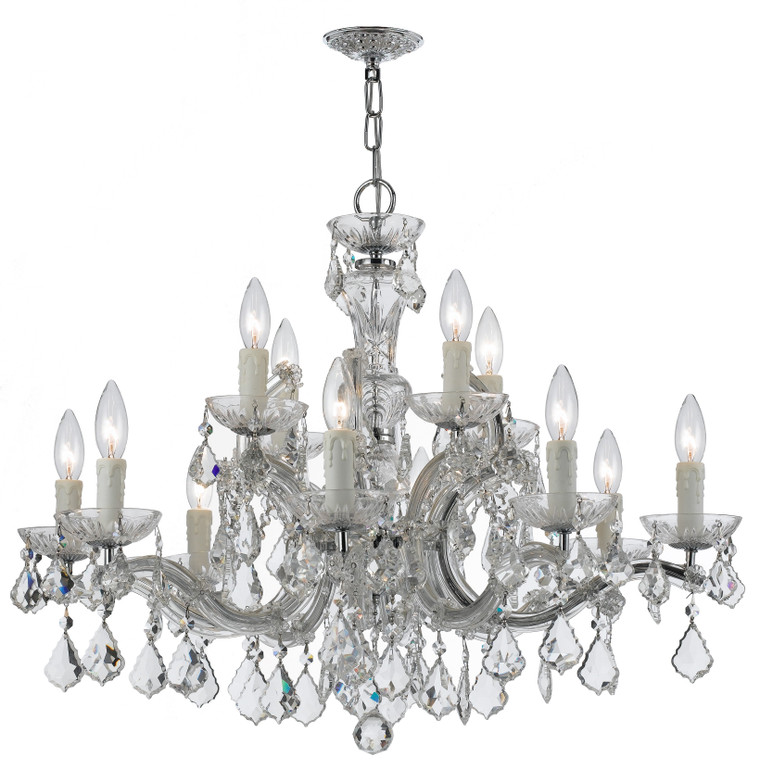 Crystorama Maria Theresa 12 Light Hand Cut Crystal Polished Chrome Chandelier 4379-CH-CL-MWP