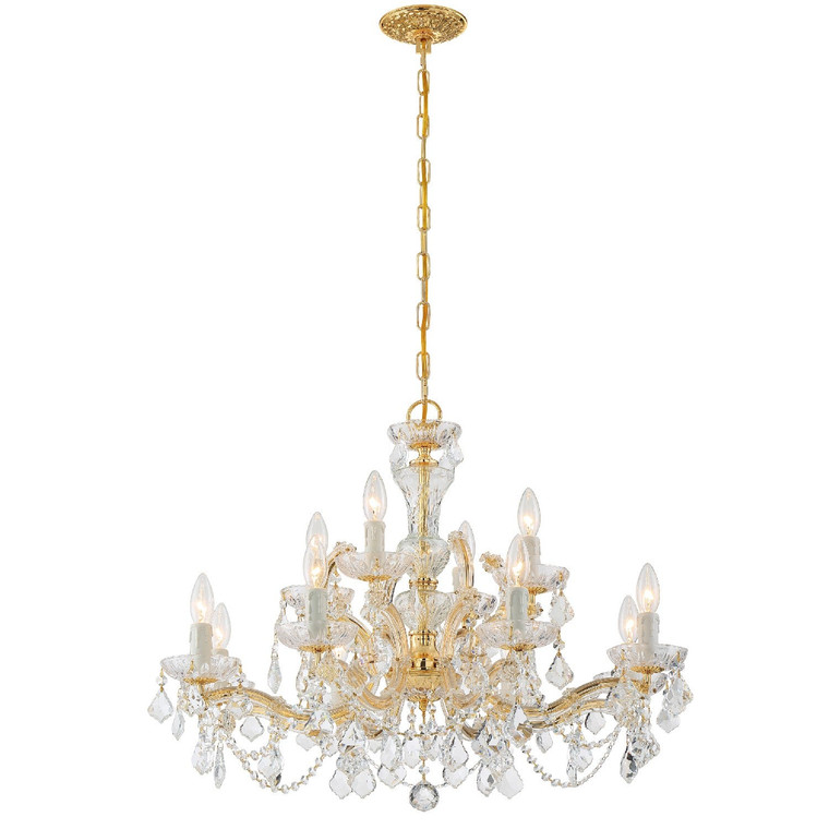 Crystorama Maria Theresa 12 Light Spectra Crystal Gold Chandelier 4479-GD-CL-SAQ