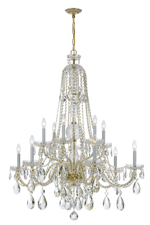 Crystorama Traditional Crystal 12 Light Spectra Crystal Polished Brass Chandelier 1112-PB-CL-SAQ