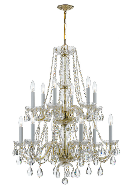Crystorama Traditional Crystal 12 Light Spectra Crystal Polished Brass Chandelier 1137-PB-CL-SAQ