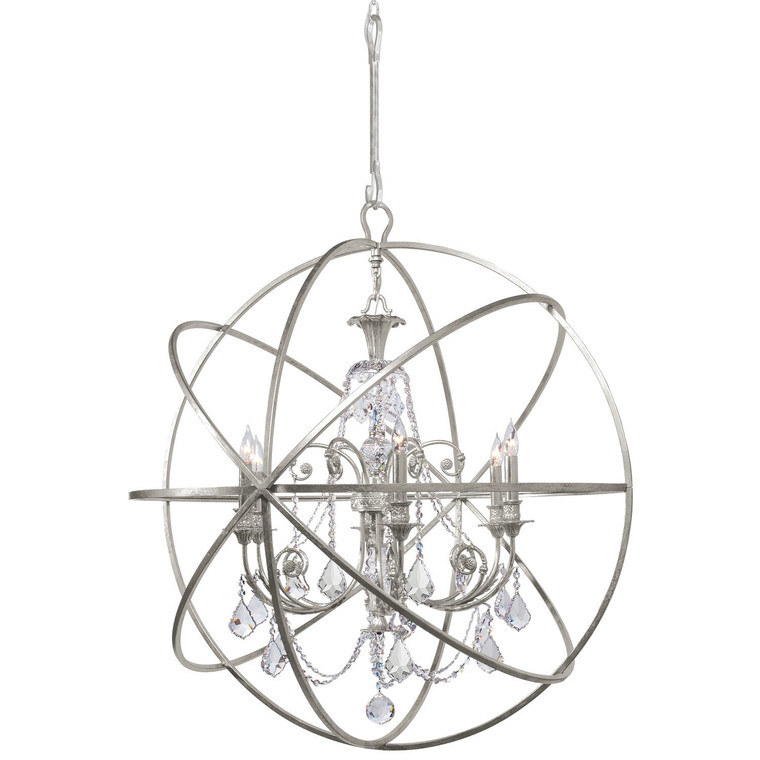 Crystorama Solaris 6 Light Crystal Olde Silver Sphere Chandelier 9219-OS-CL-MWP