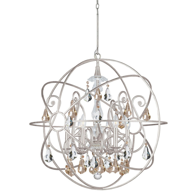 Crystorama Solaris 6 Light Gold Crystal Olde Silver Sphere Chandelier 9028-OS-GS-MWP