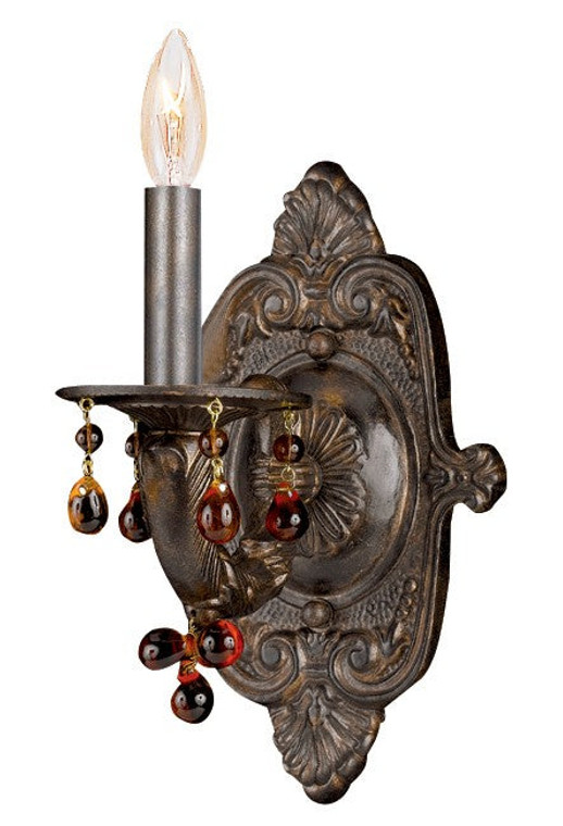 Crystorama Paris Market 1 Light Amber Crystal Venetian Bronze Wall Mount 5201-VB-AMBER