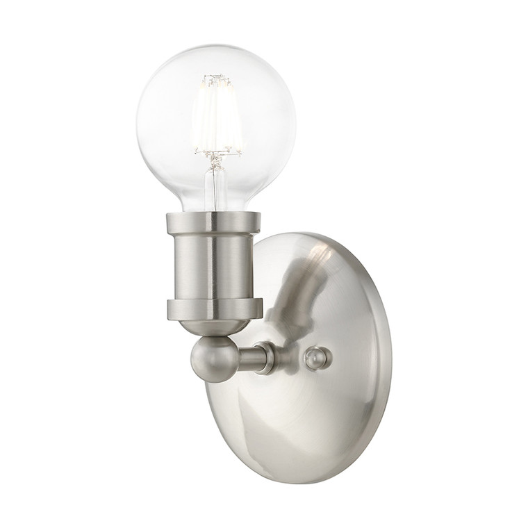 Livex Lighting Lansdale Collection  1 Light Brushed Nickel ADA Single Vanity Sconce in Brushed Nickel 14420-91