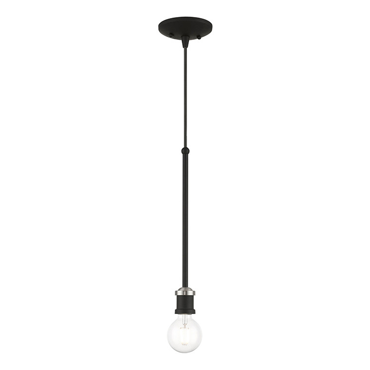 Livex Lighting Lansdale Collection  1 Light Black with Brushed Nickel Accents Single Pendant in Black with Brushed Nickel Accents 47161-04